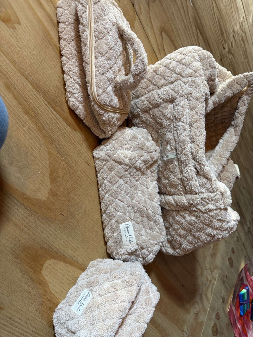 Moon Nude Plush Quilted duffel bag  in Light Beige soft and furry